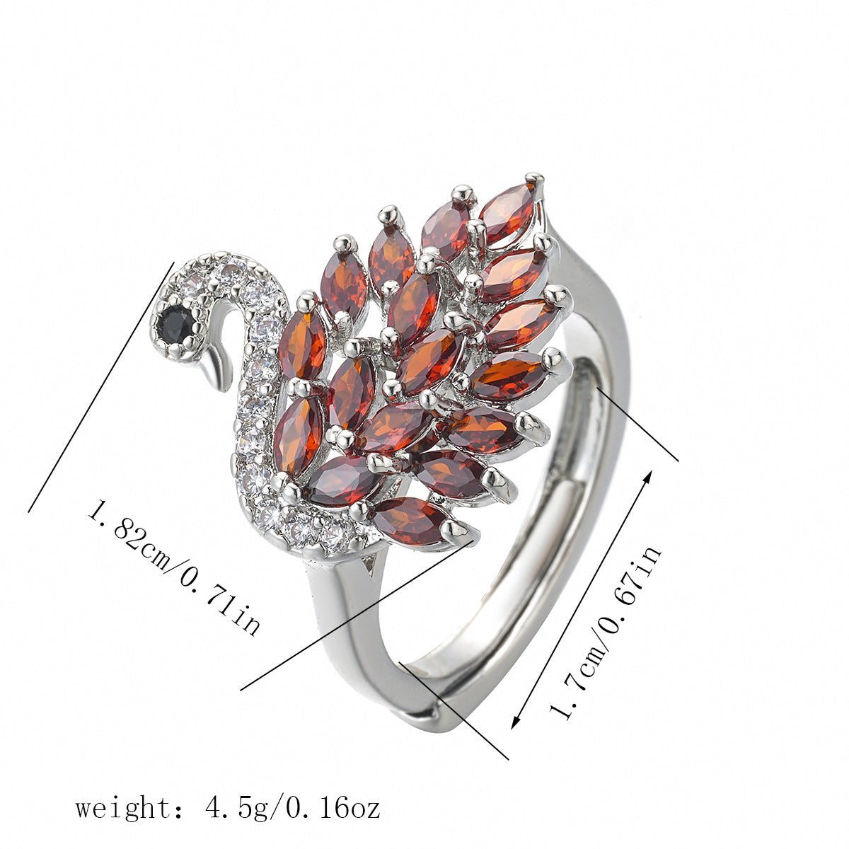 Colorful Zircon Cute Swan Ring