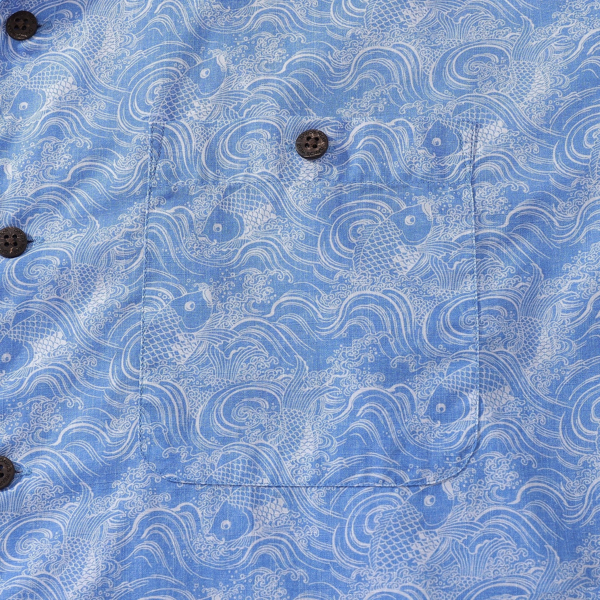 Men's Koi Carp Print Hawaiian Shirt in Blue