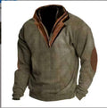 Men's Relaxed Fit Zip-Up Stand Collar Sweater - Outdoor Knit Pullover