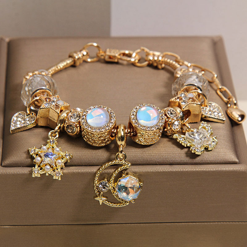 Butterfly Heart-shaped Pendant Beaded Bracelet For Women