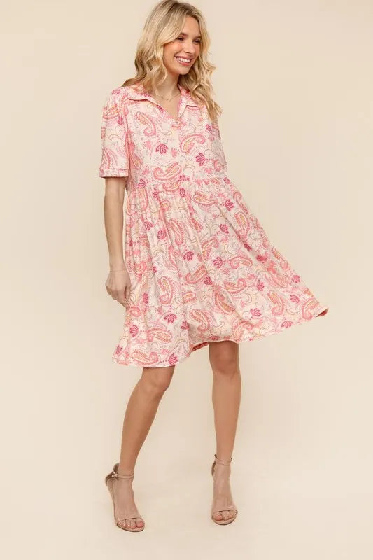 Women's Paisley Print Knit Fit and Flare Dress