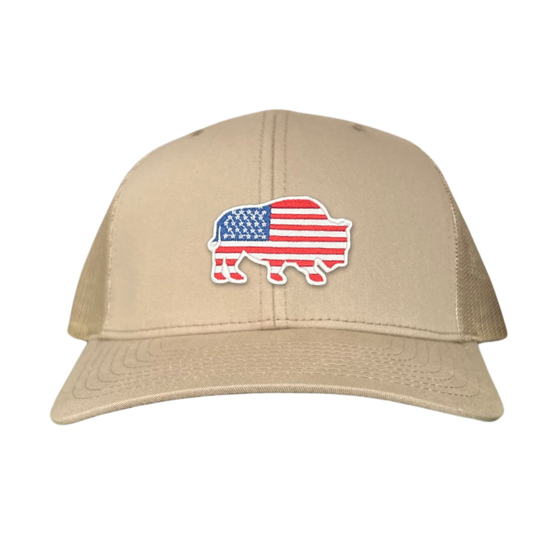 Bison American Flag Snapback Baseball Cap Patriotic Headwear
