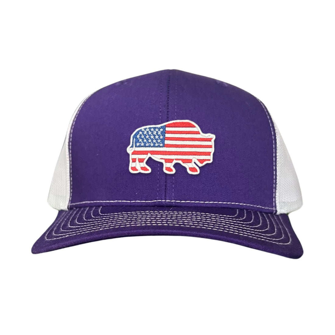 Bison American Flag Snapback Baseball Cap Patriotic Headwear