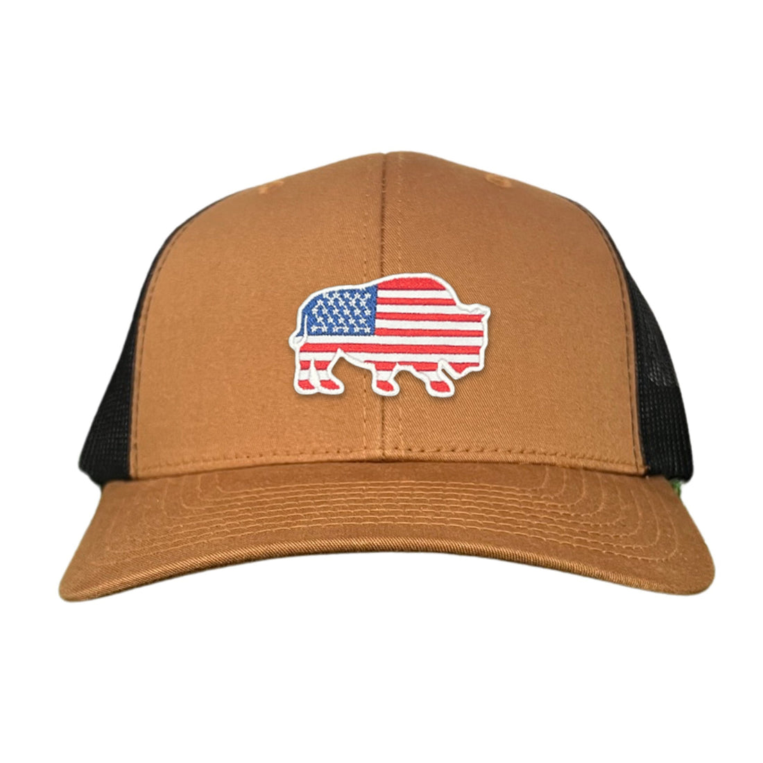 Bison American Flag Snapback Baseball Cap Patriotic Headwear