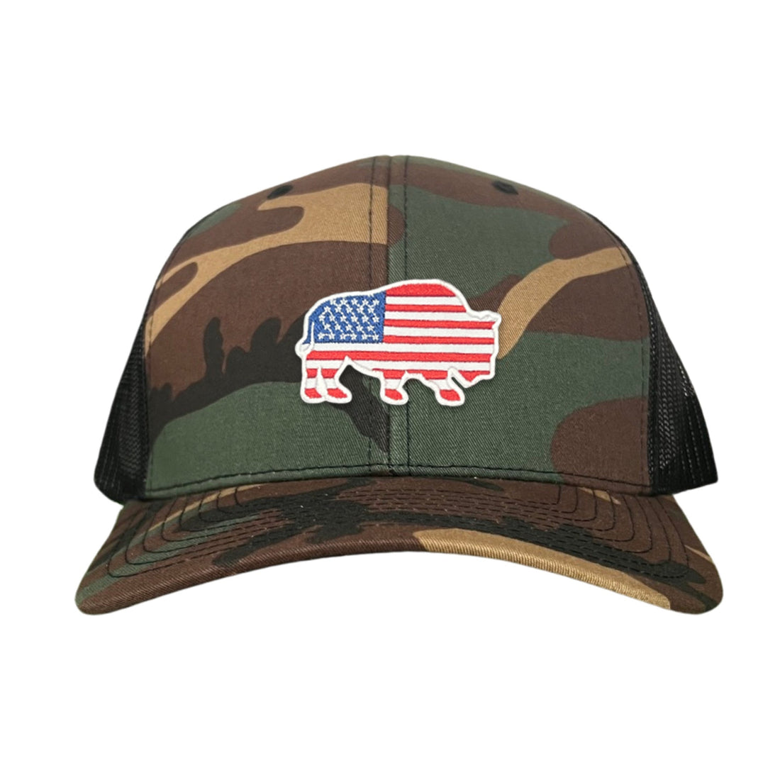 Bison American Flag Snapback Baseball Cap Patriotic Headwear