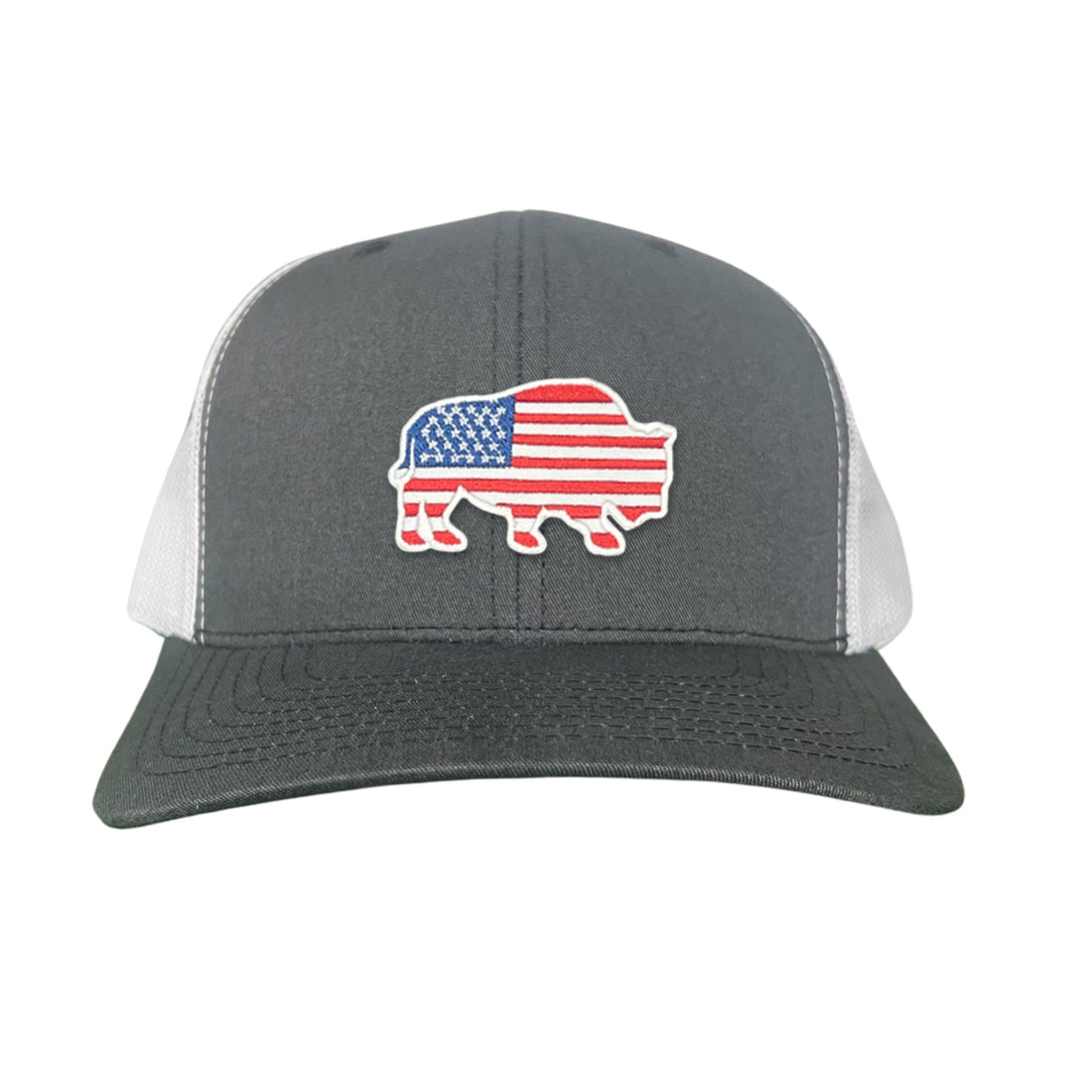 Bison American Flag Snapback Baseball Cap Patriotic Headwear