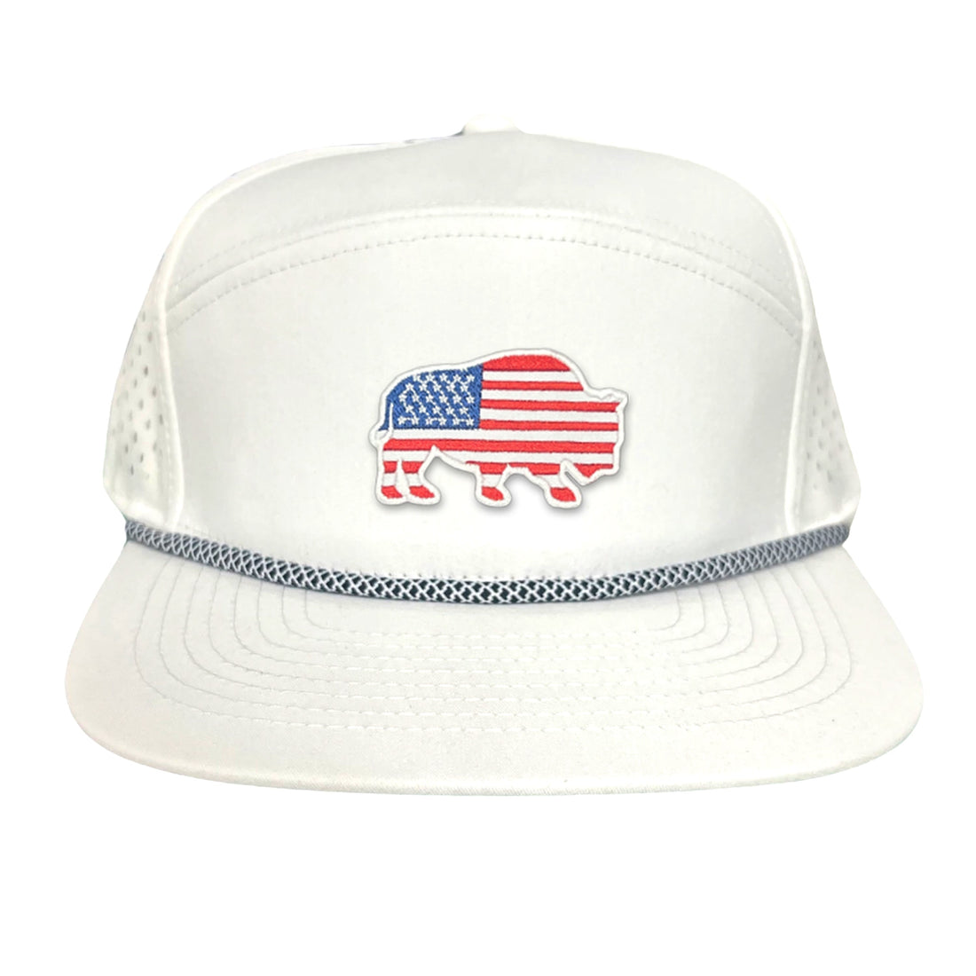 Bison American Flag Snapback Baseball Cap Patriotic Headwear
