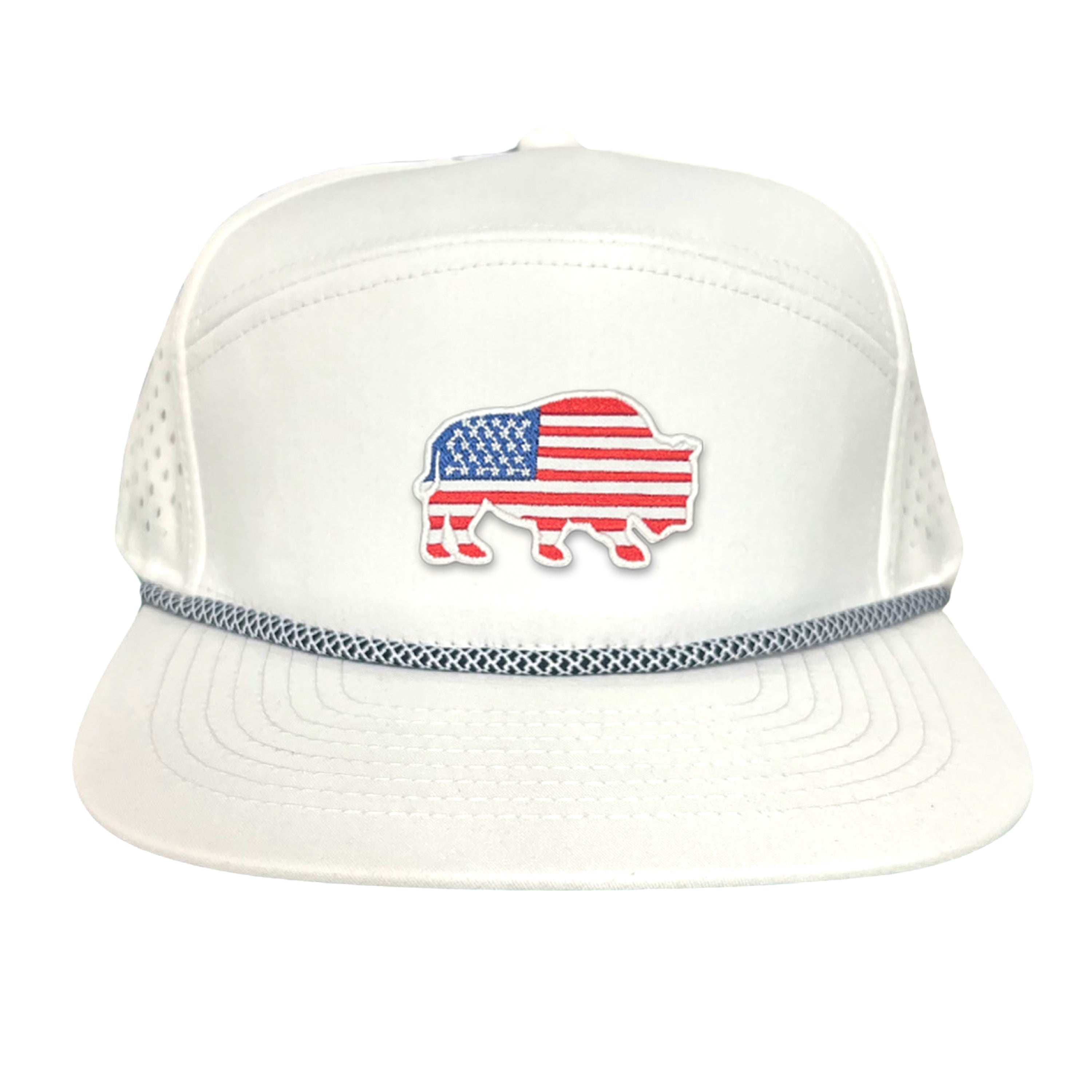 Bison American Flag Snapback Baseball Cap Patriotic Headwear
