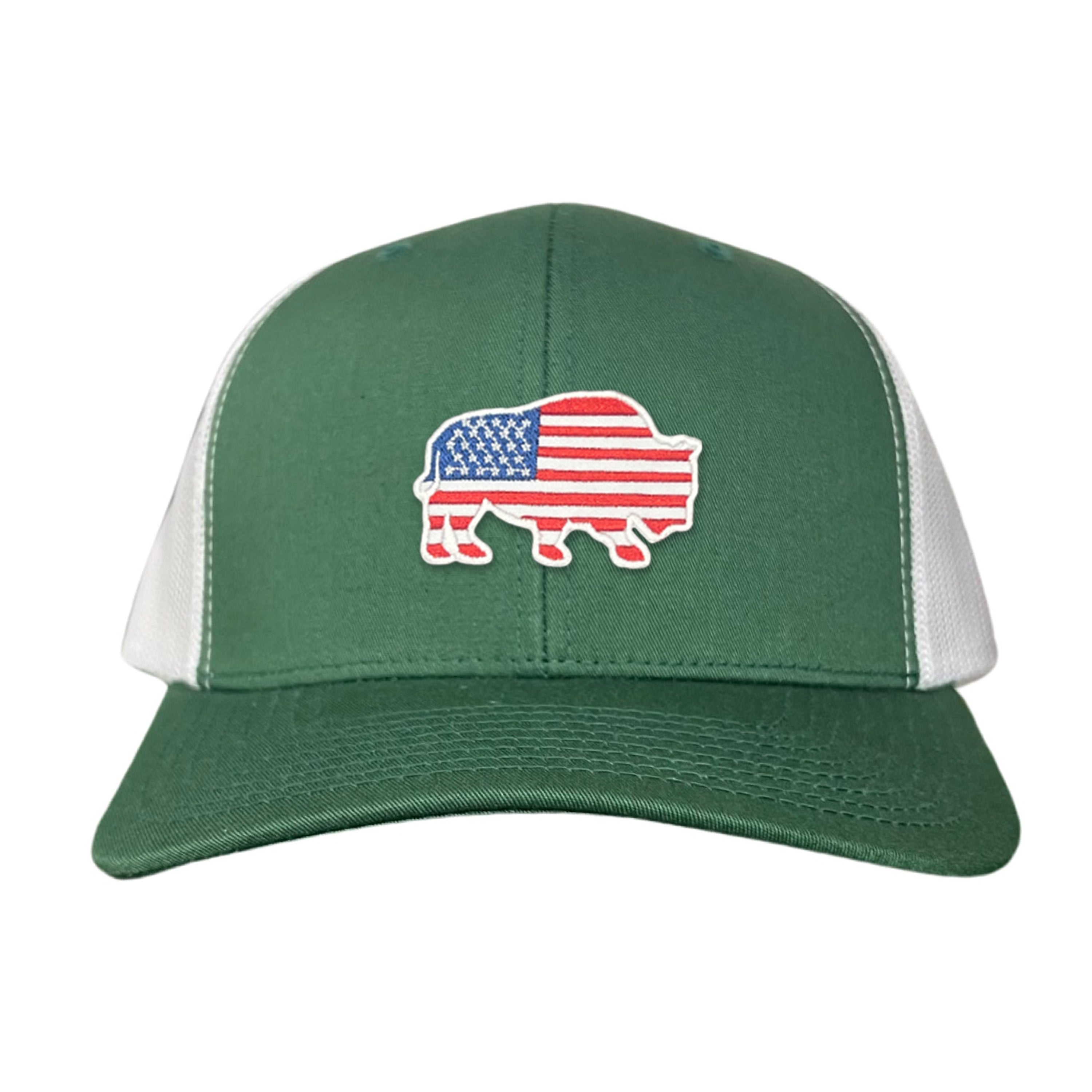 Bison American Flag Snapback Baseball Cap Patriotic Headwear