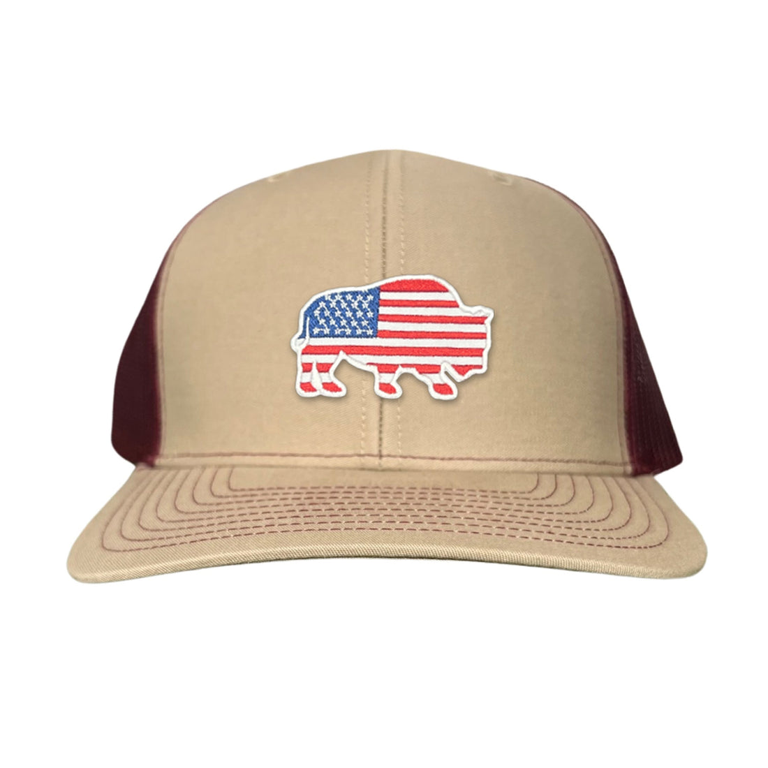 Bison American Flag Snapback Baseball Cap Patriotic Headwear