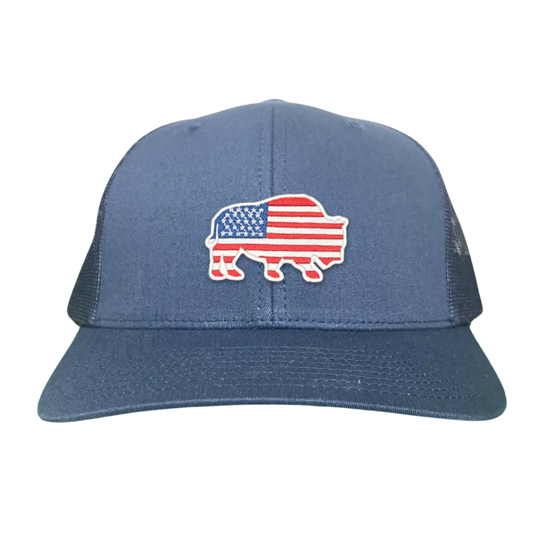 Bison American Flag Snapback Baseball Cap Patriotic Headwear