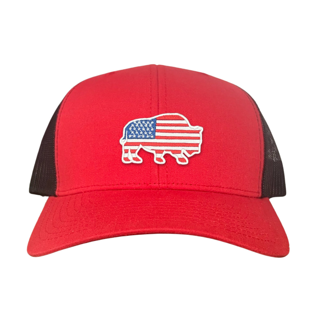 Bison American Flag Snapback Baseball Cap Patriotic Headwear