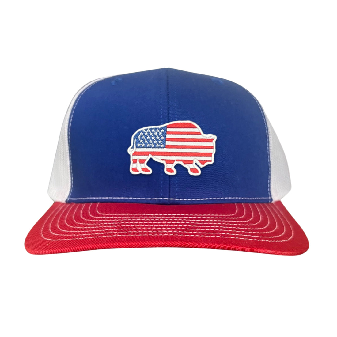 Bison American Flag Snapback Baseball Cap Patriotic Headwear