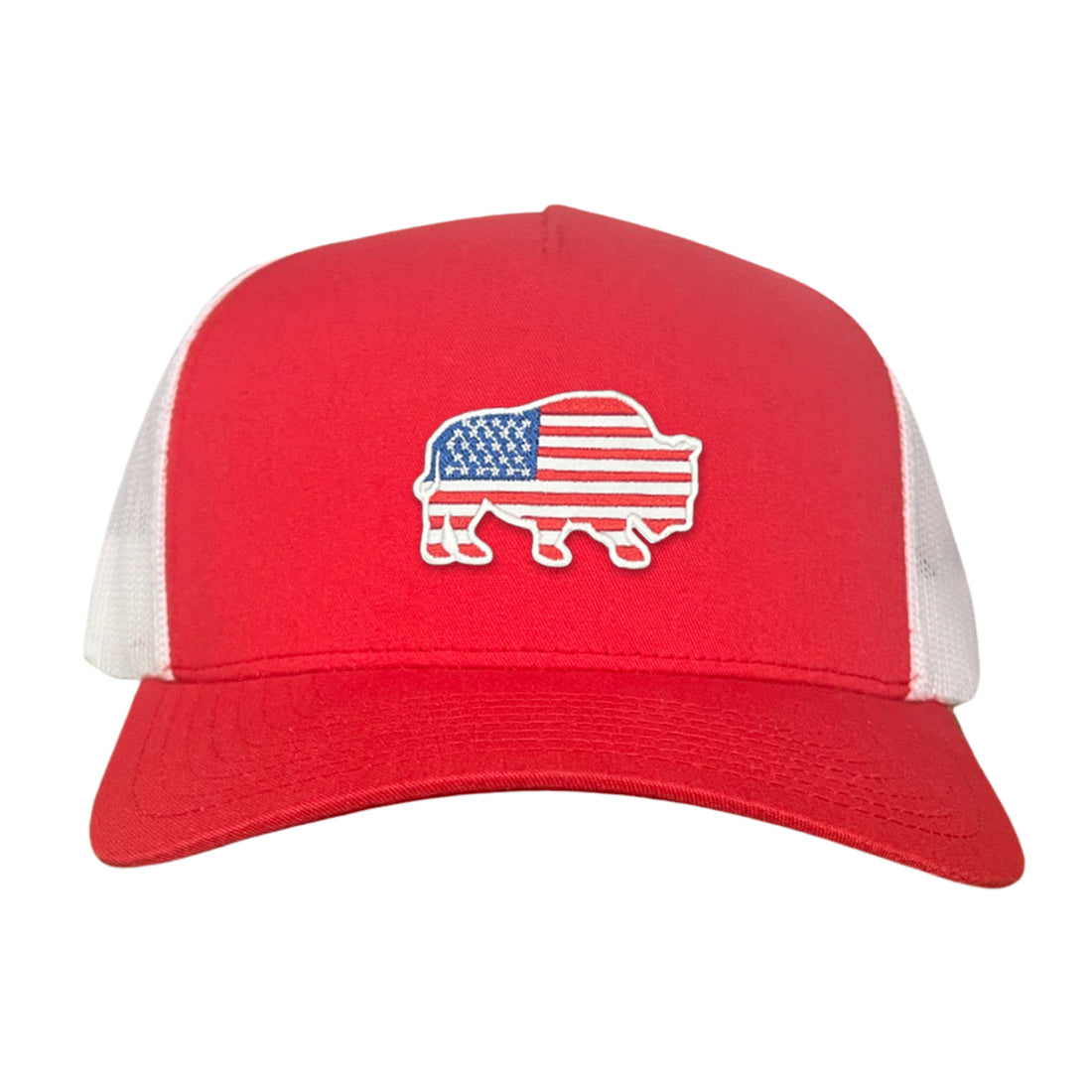 Bison American Flag Snapback Baseball Cap Patriotic Headwear