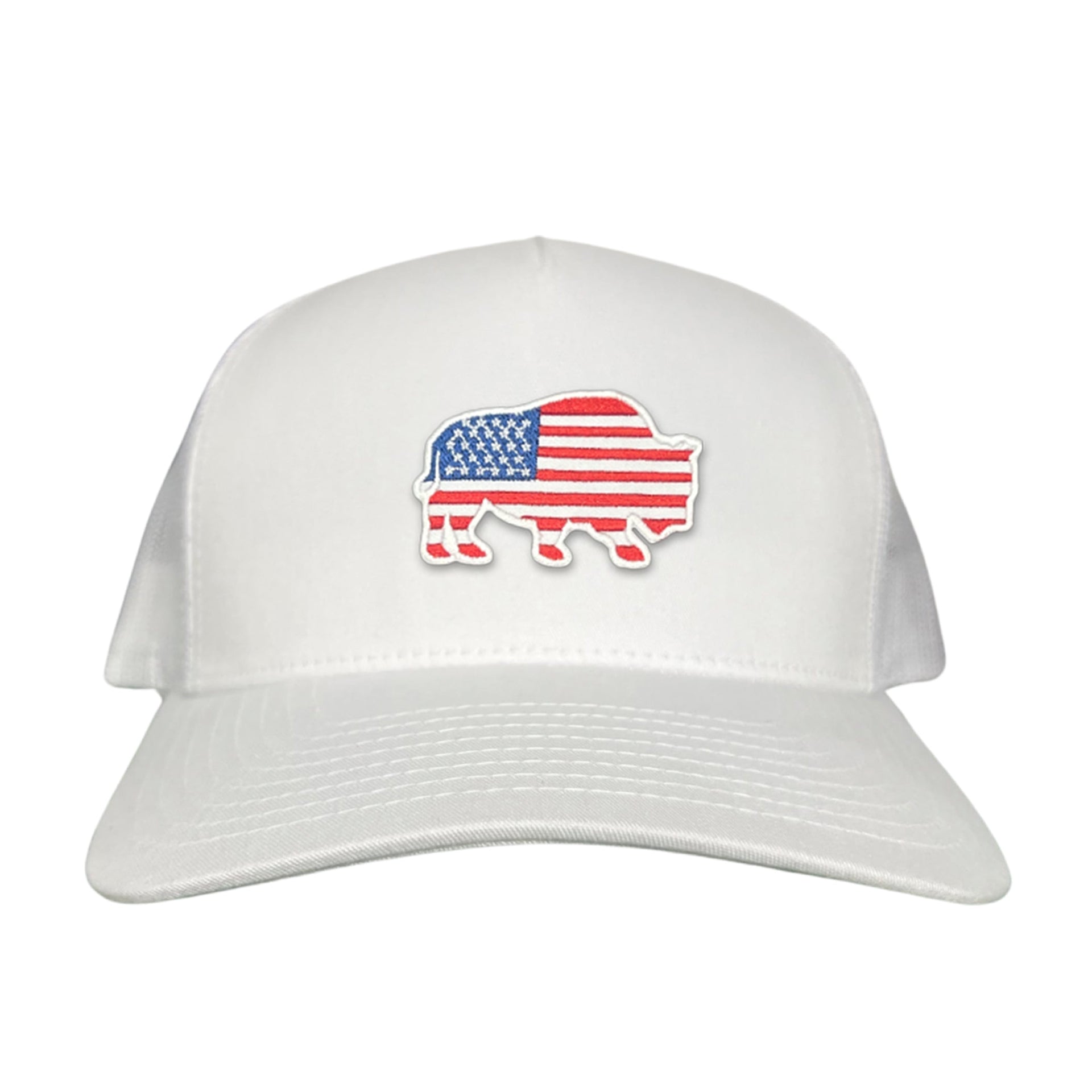 Bison American Flag Snapback Baseball Cap Patriotic Headwear