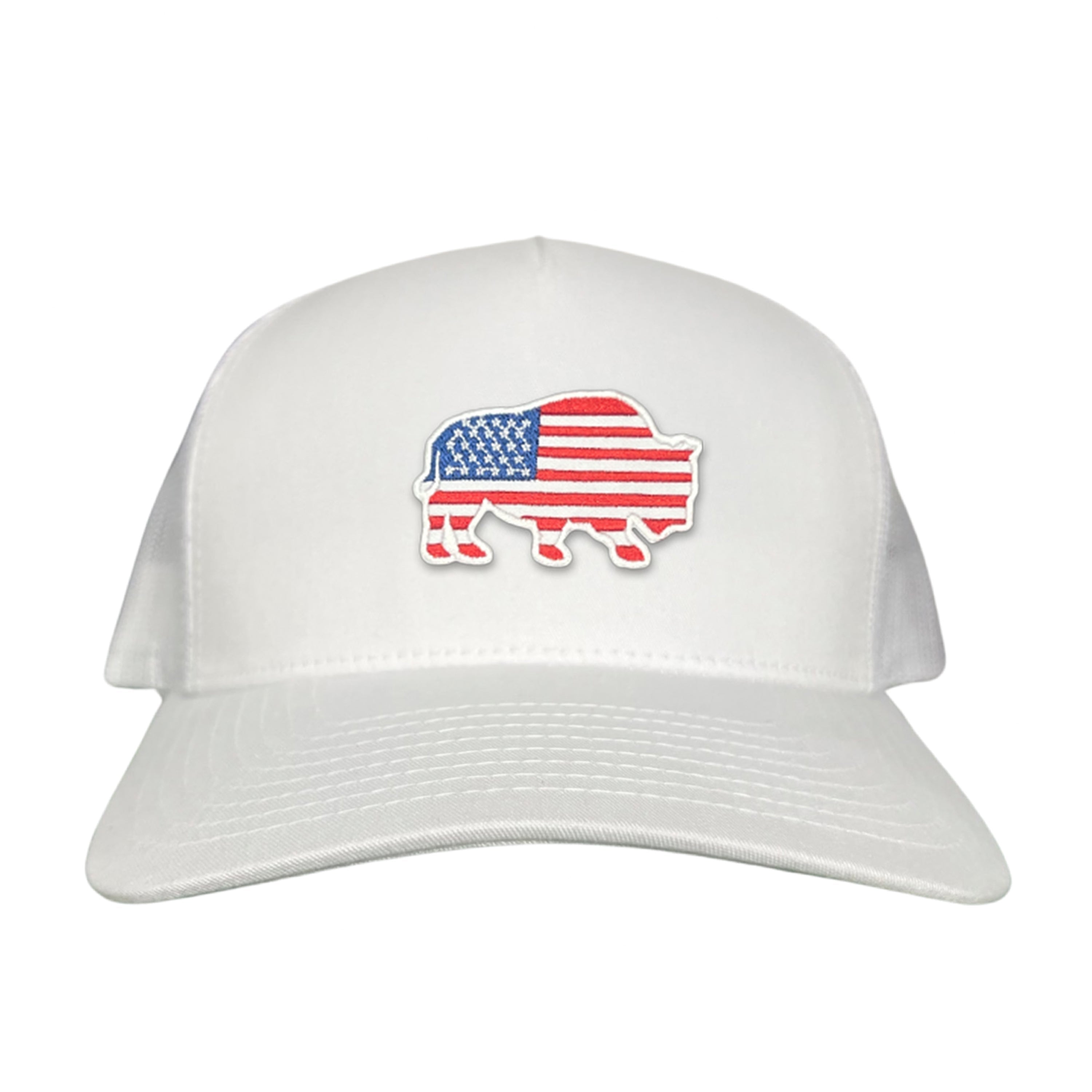 Bison American Flag Snapback Baseball Cap Patriotic Headwear