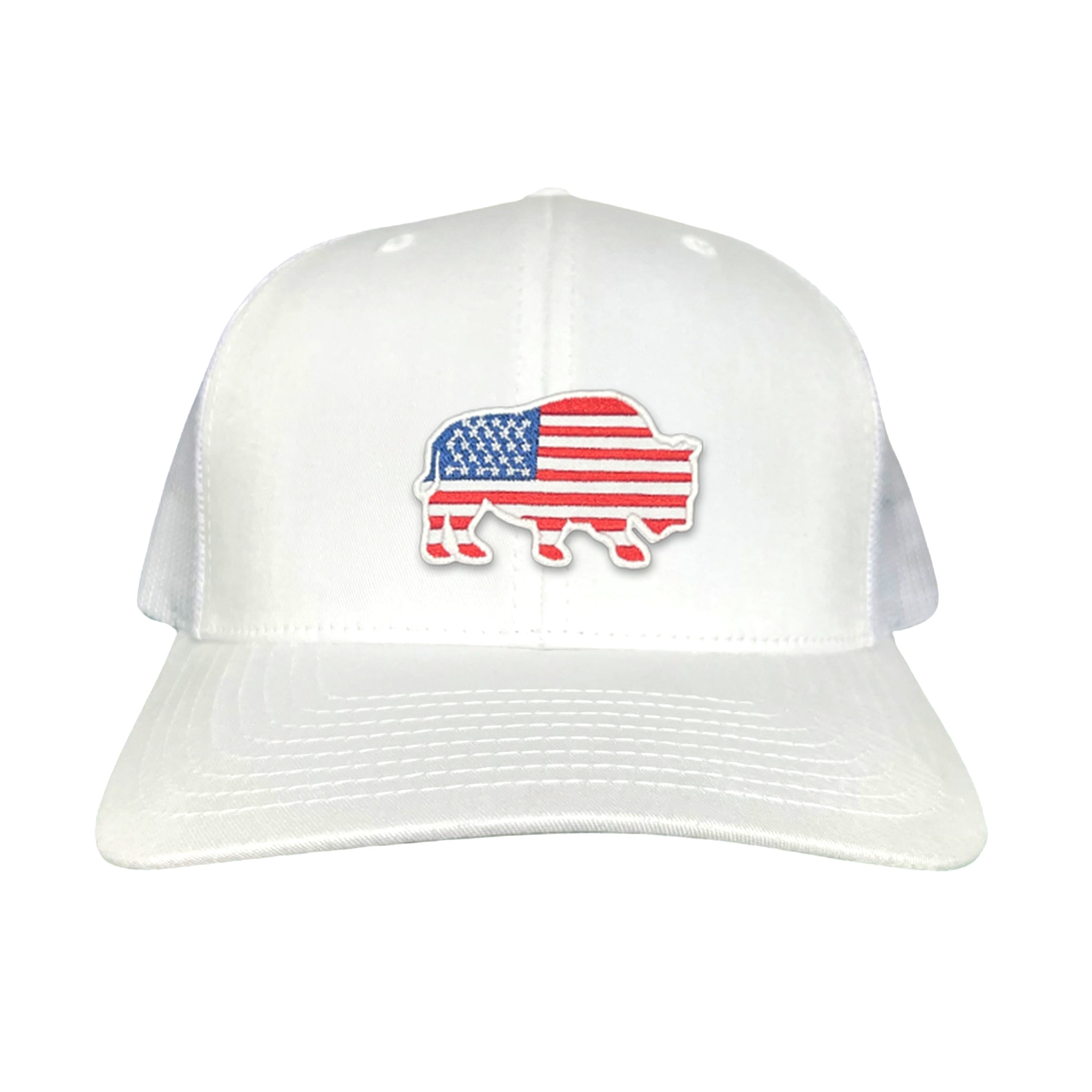 Bison American Flag Snapback Baseball Cap Patriotic Headwear