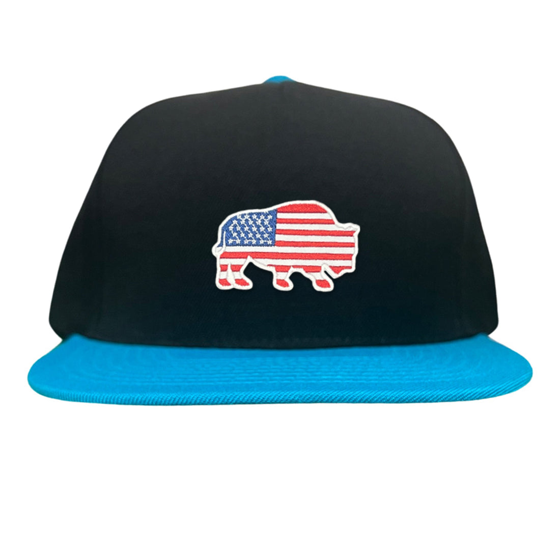 Bison American Flag Snapback Baseball Cap Patriotic Headwear