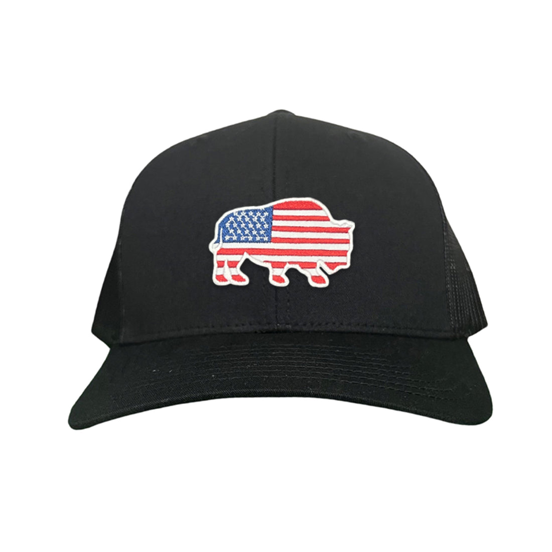 Bison American Flag Snapback Baseball Cap Patriotic Headwear