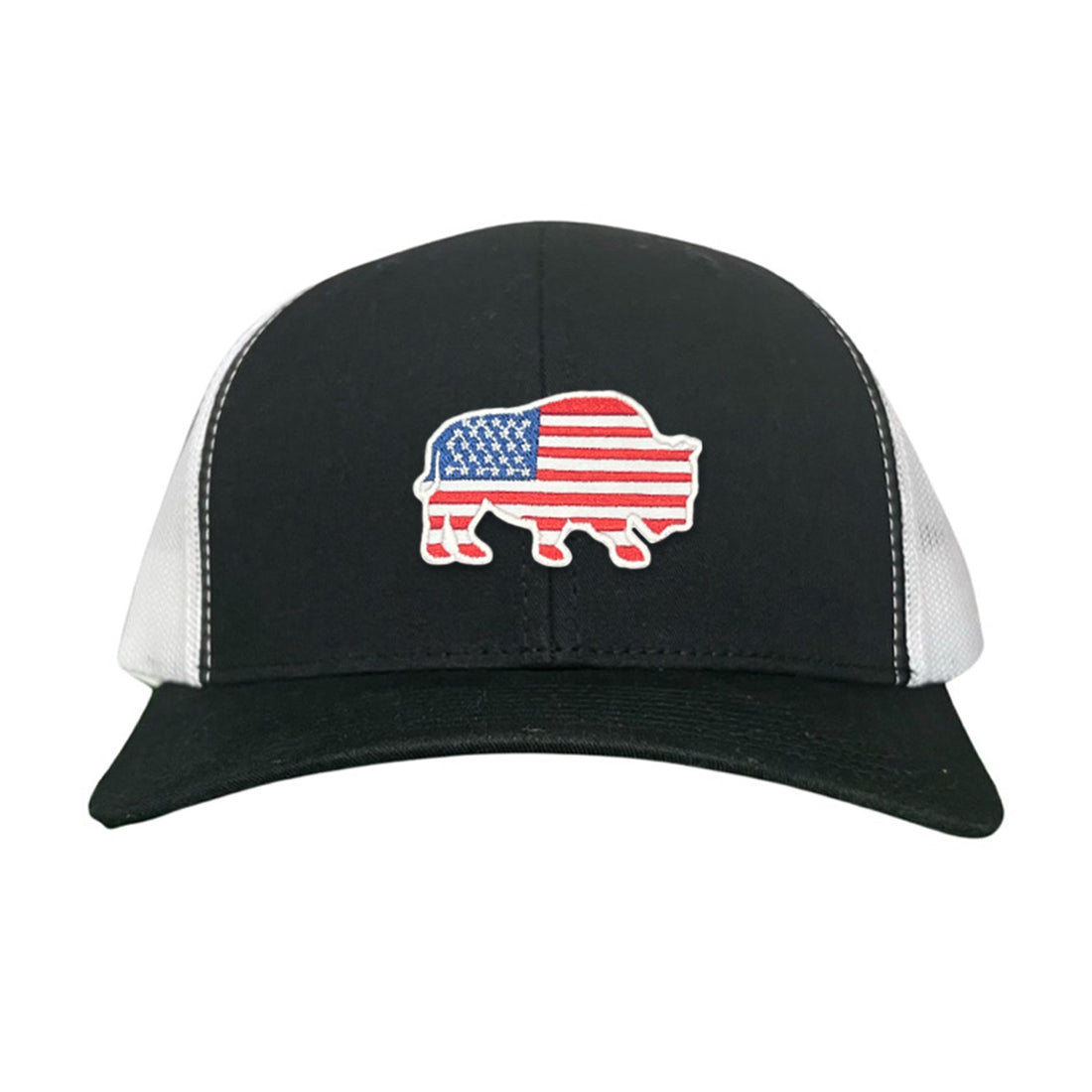 Bison American Flag Snapback Baseball Cap Patriotic Headwear