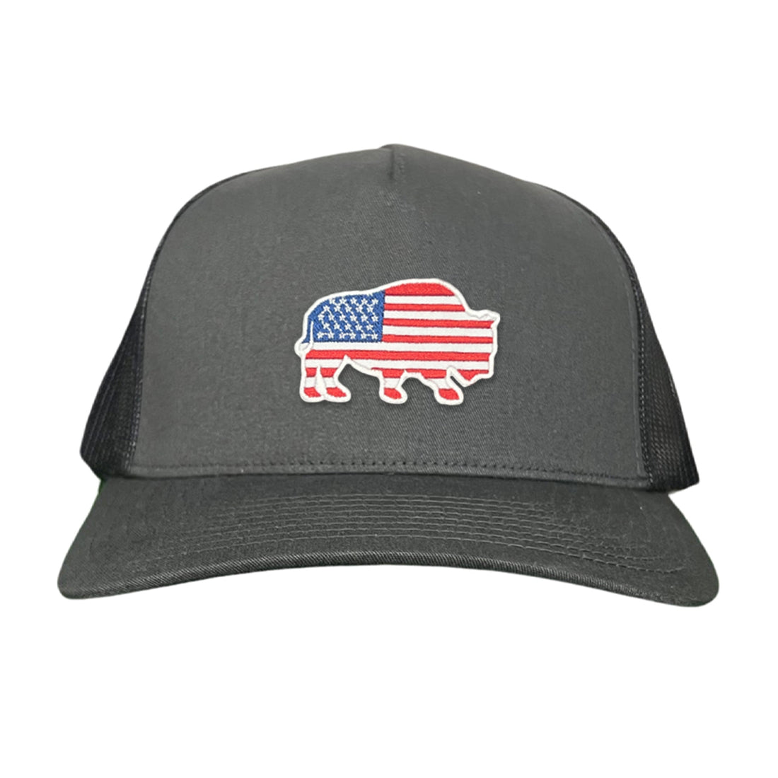 Bison American Flag Snapback Baseball Cap Patriotic Headwear