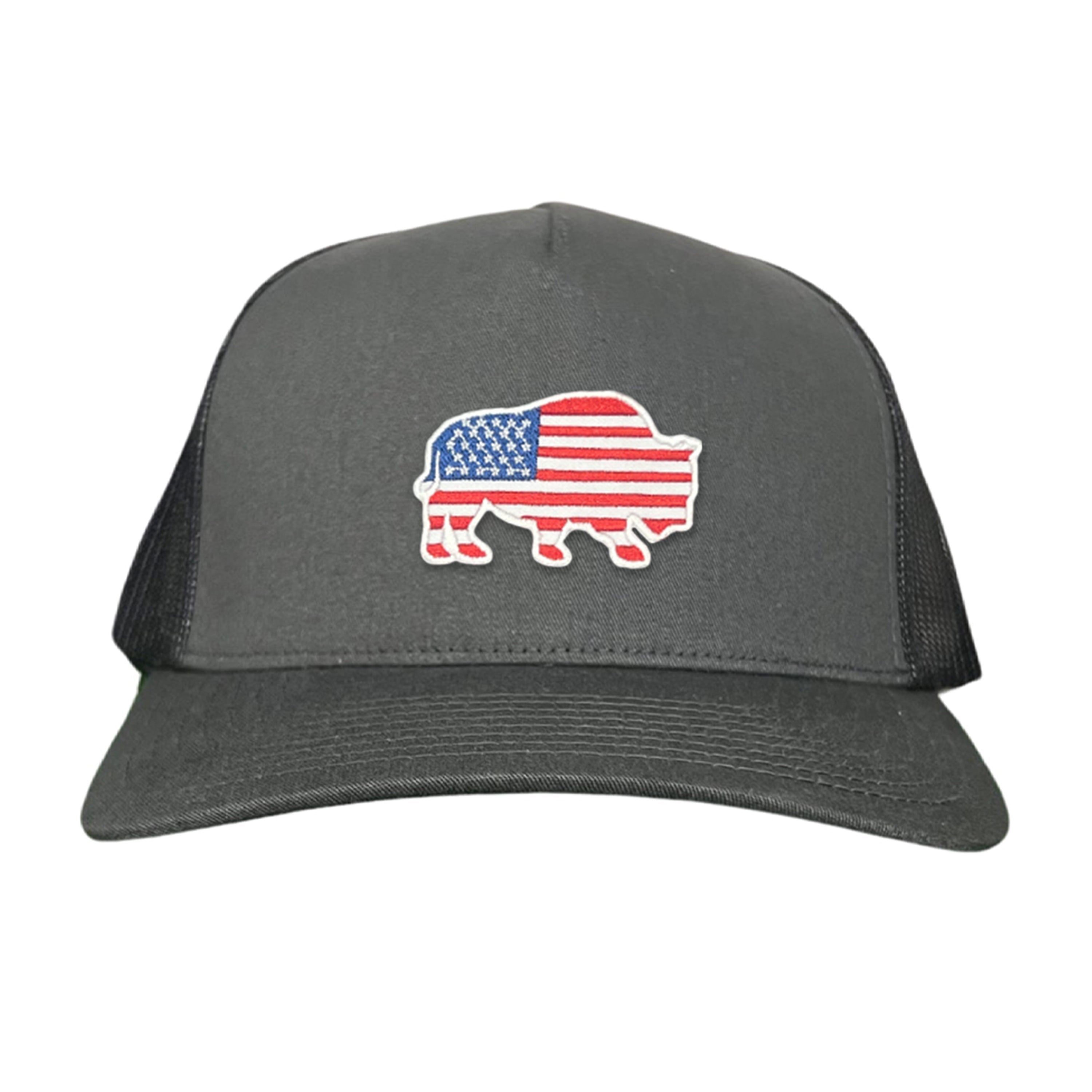 Bison American Flag Snapback Baseball Cap Patriotic Headwear