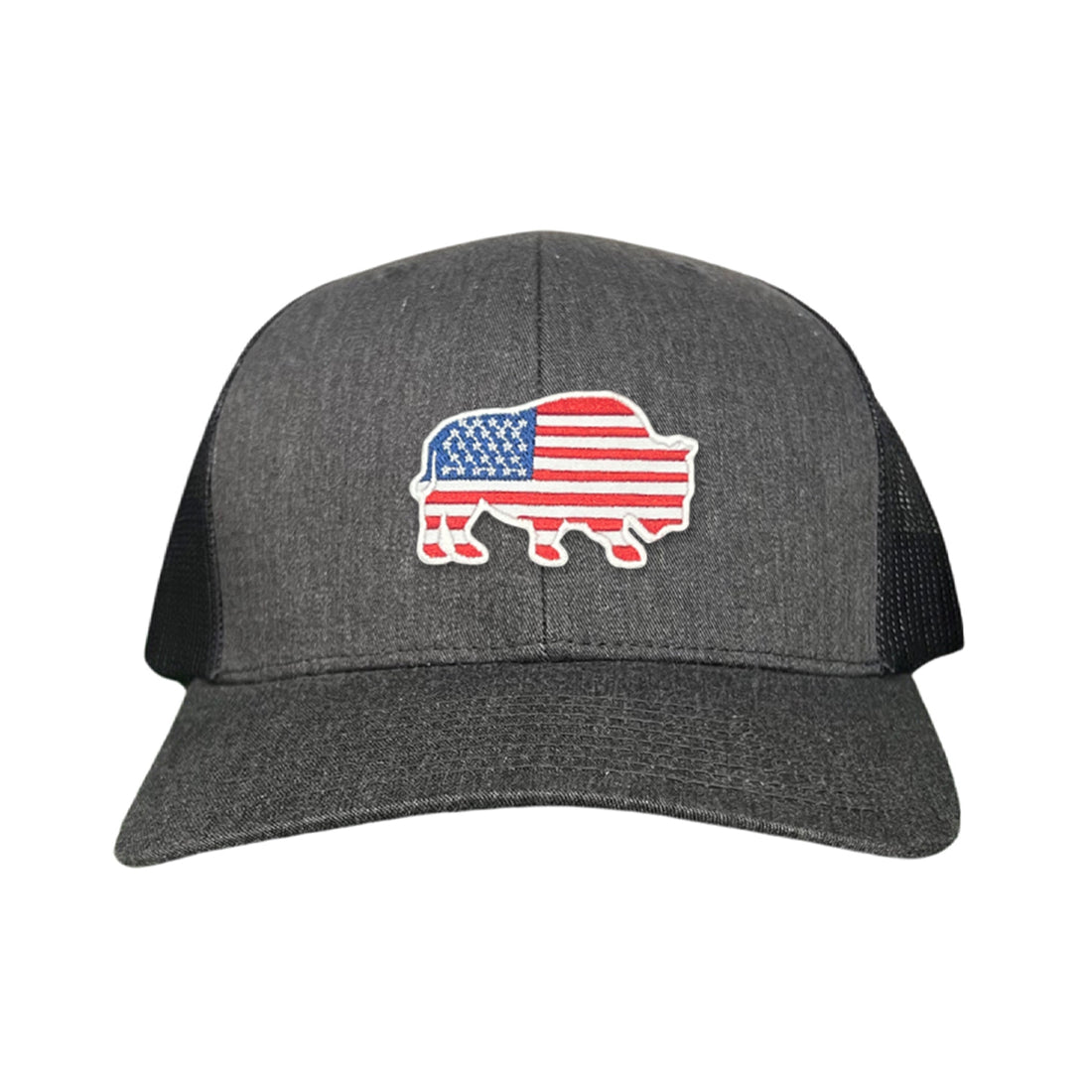 Bison American Flag Snapback Baseball Cap Patriotic Headwear