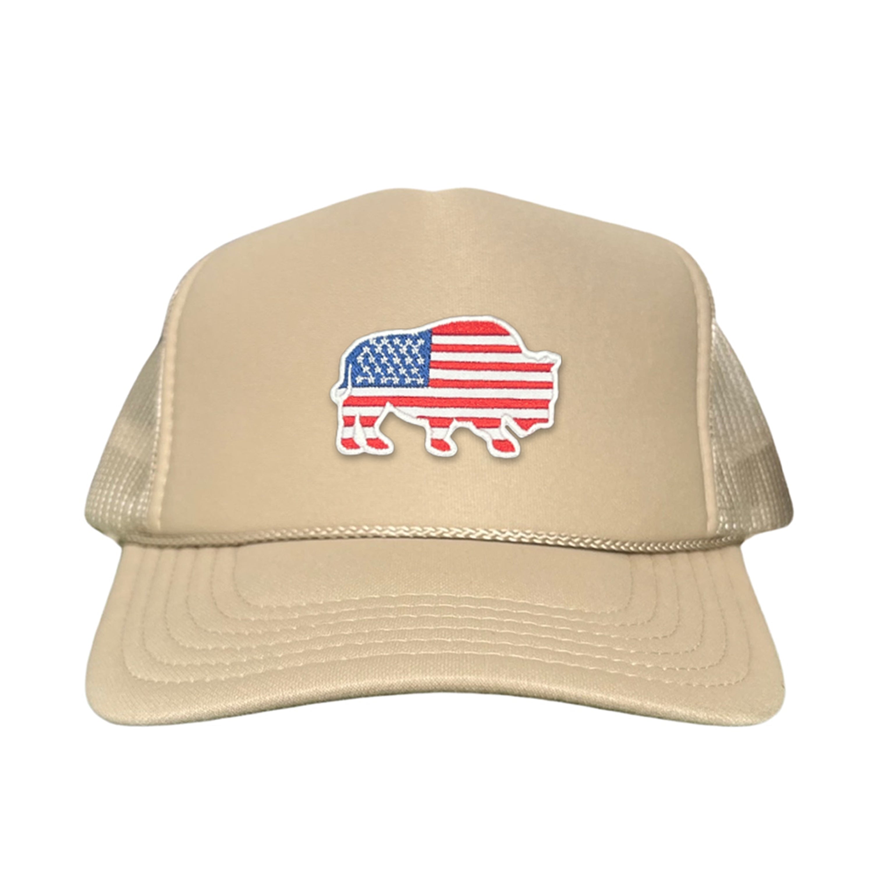 Bison American Flag Snapback Baseball Cap Patriotic Headwear
