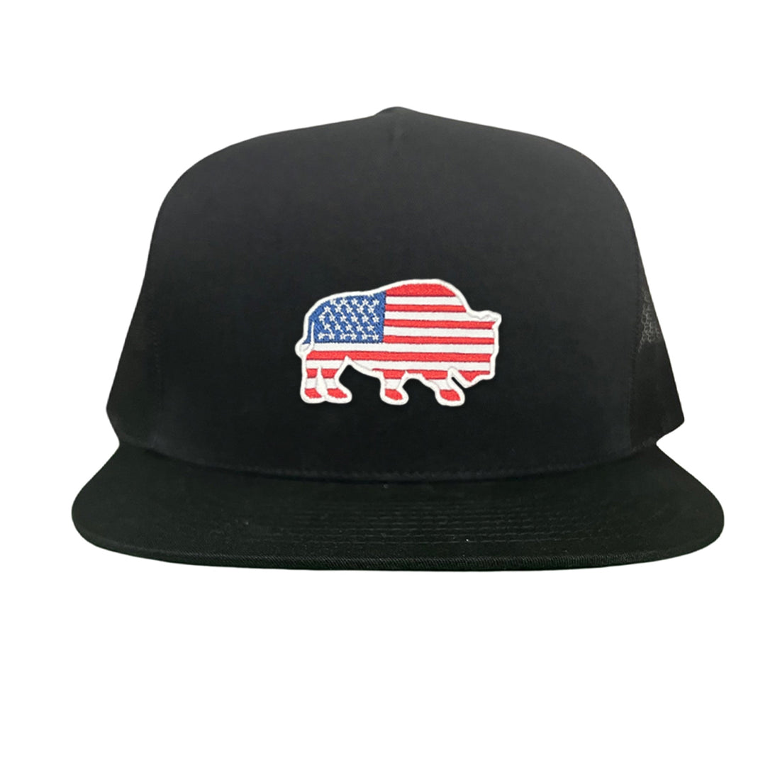 Bison American Flag Snapback Baseball Cap Patriotic Headwear