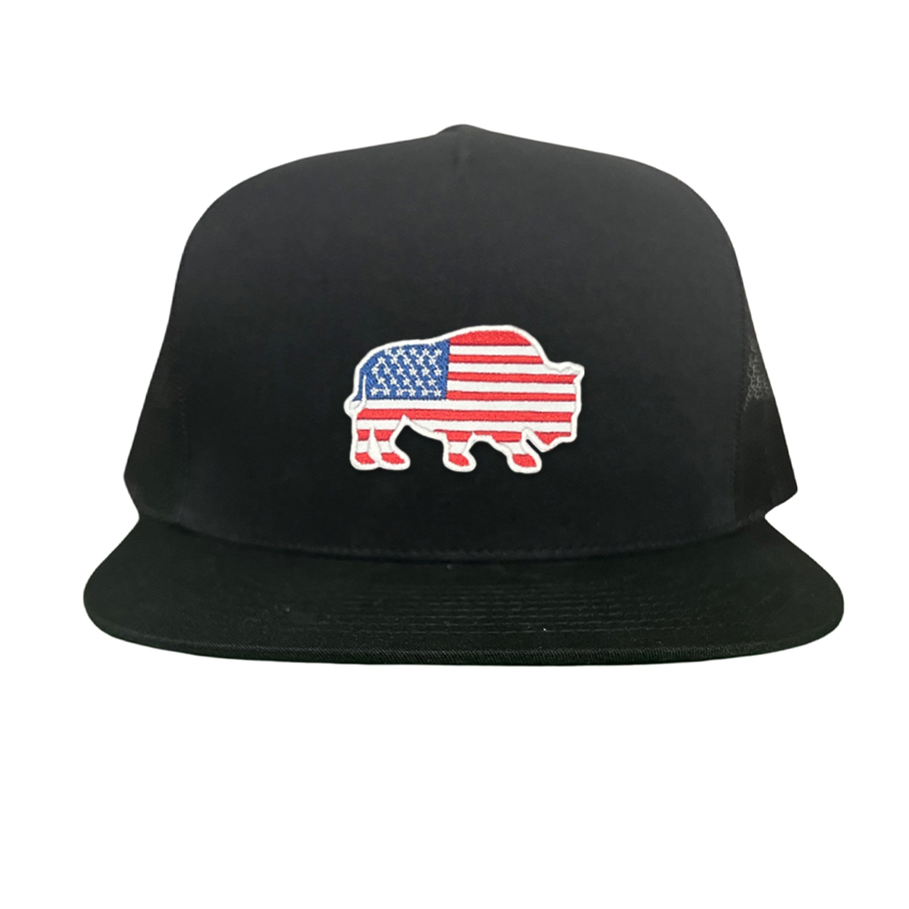 Bison American Flag Snapback Baseball Cap Patriotic Headwear