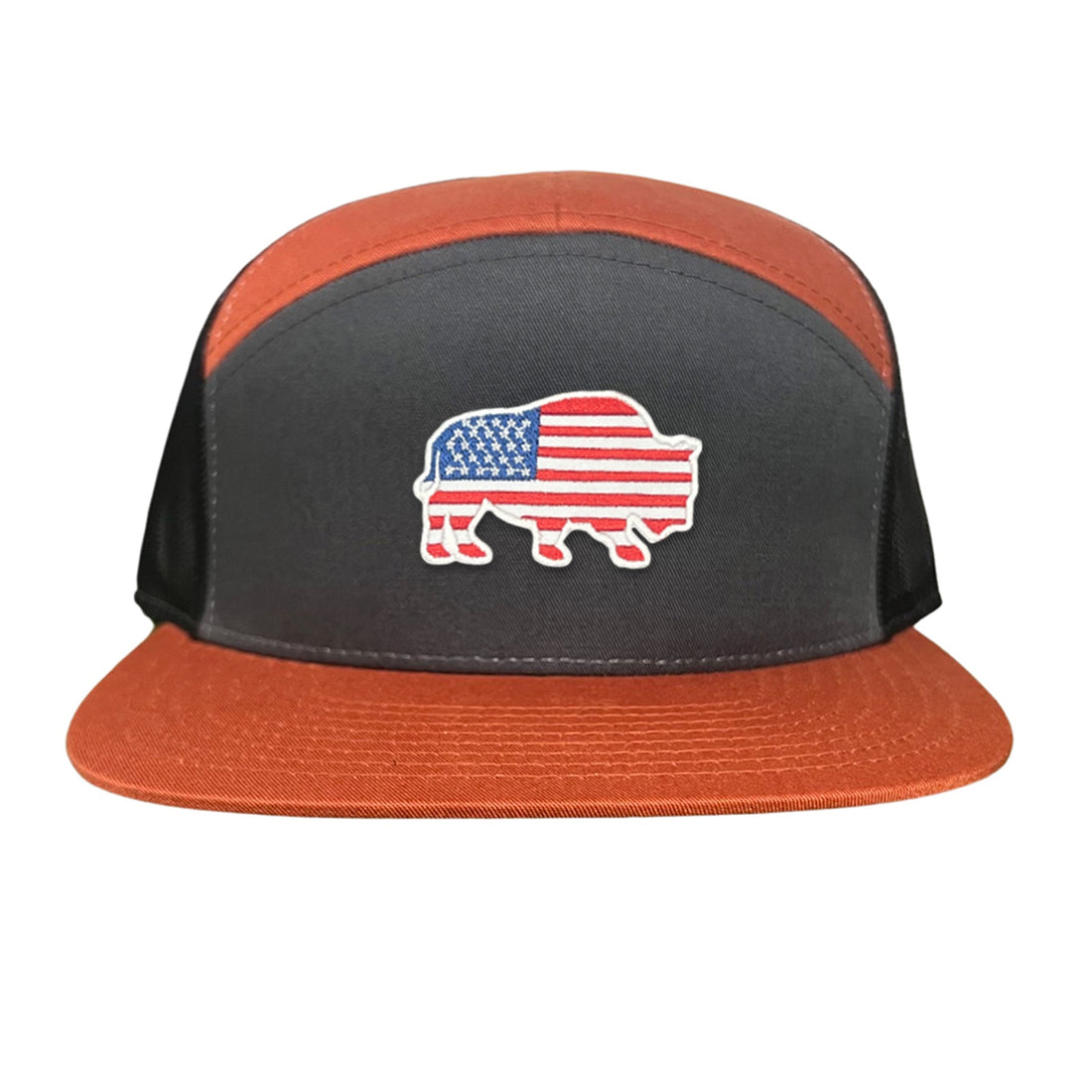 Bison American Flag Snapback Baseball Cap Patriotic Headwear