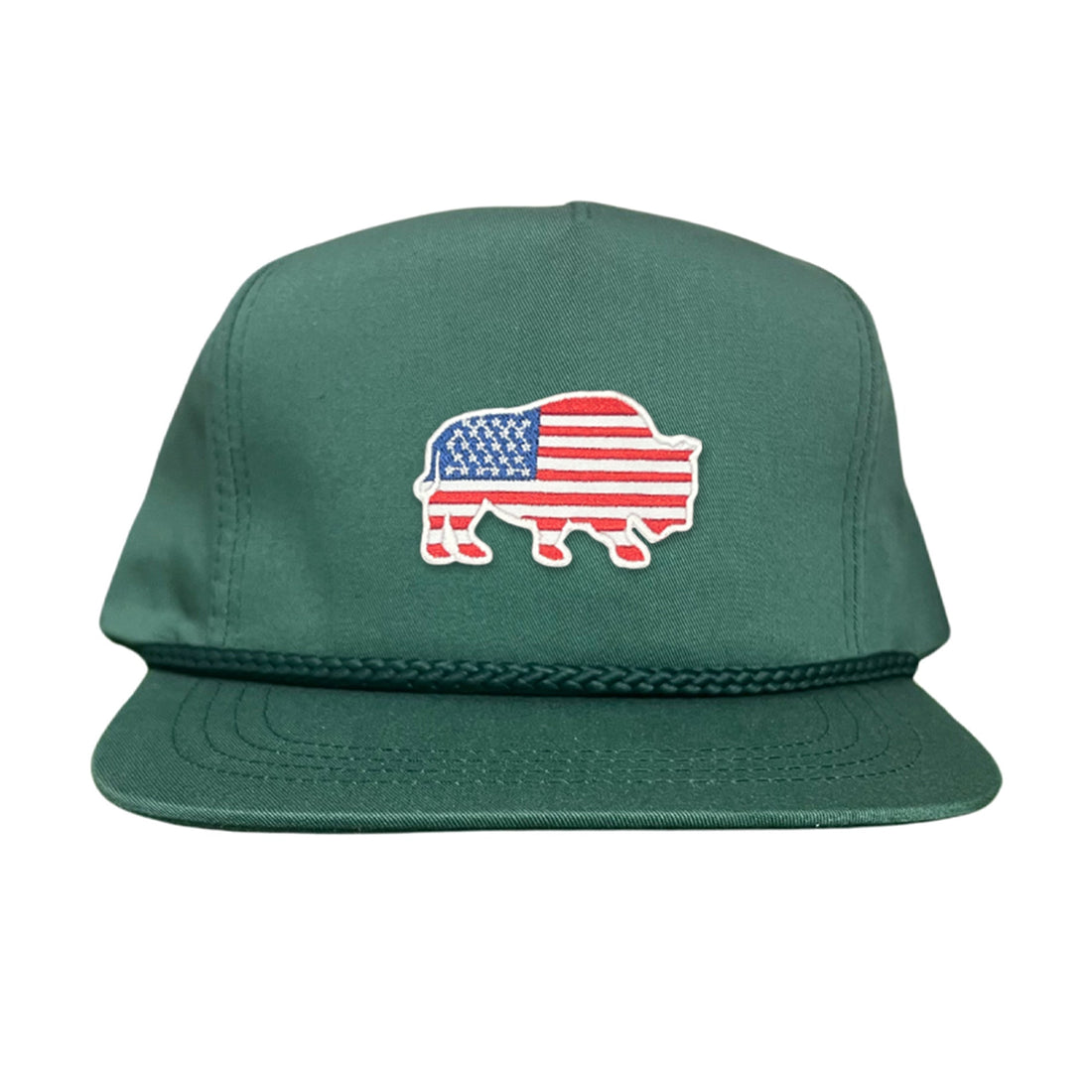 Bison American Flag Snapback Baseball Cap Patriotic Headwear