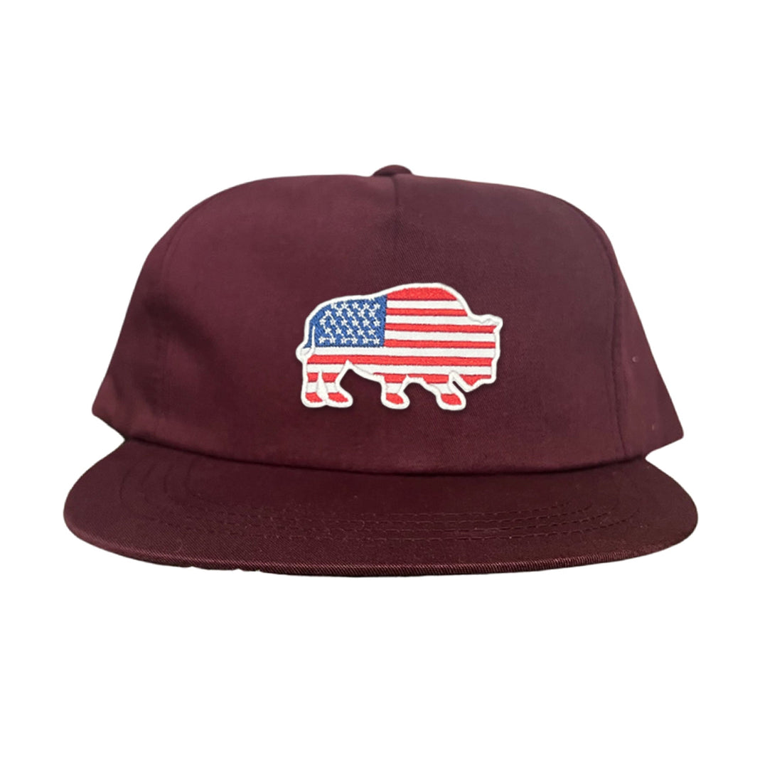 Bison American Flag Snapback Baseball Cap Patriotic Headwear