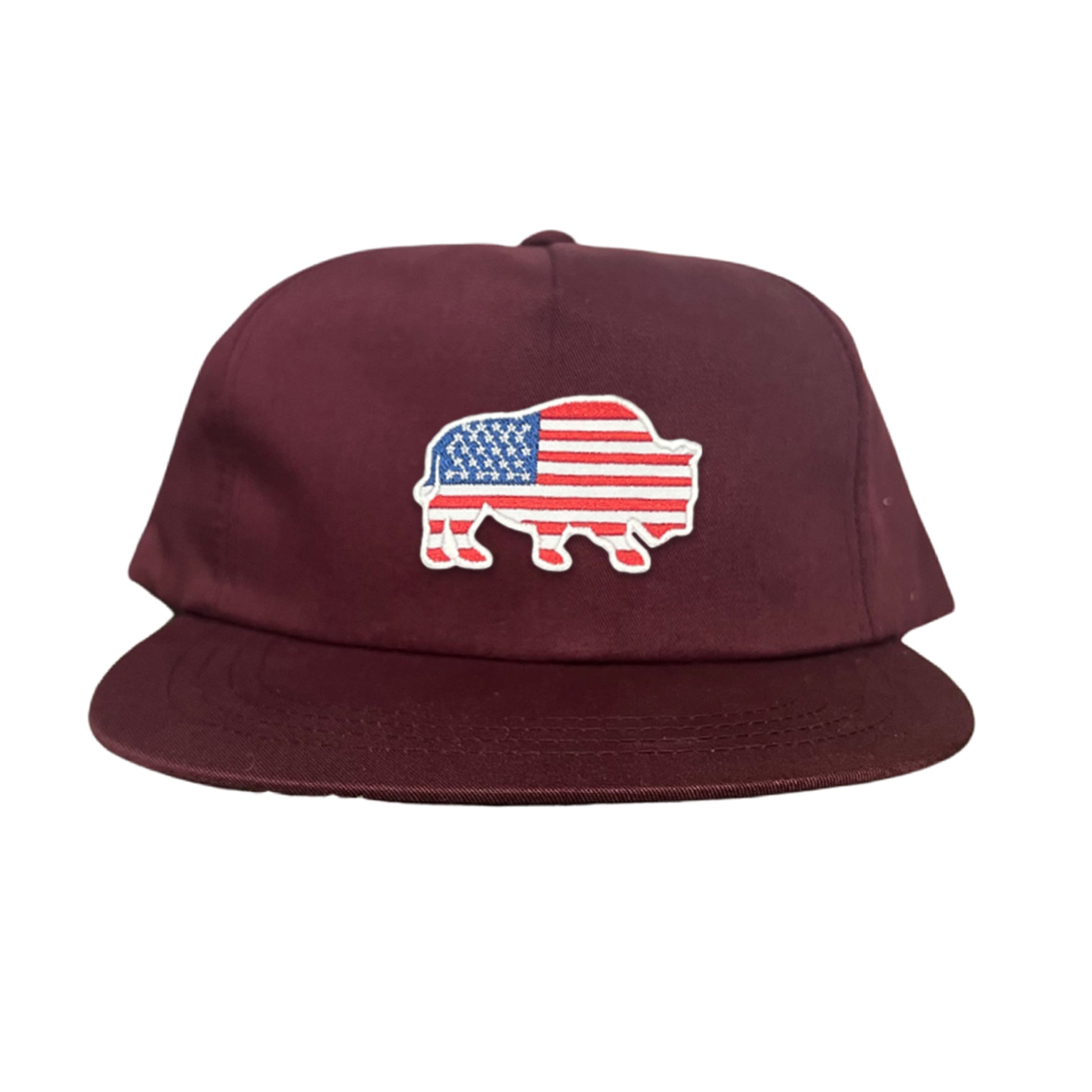 Bison American Flag Snapback Baseball Cap Patriotic Headwear