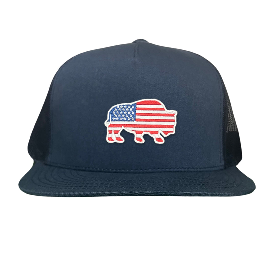 Bison American Flag Snapback Baseball Cap Patriotic Headwear