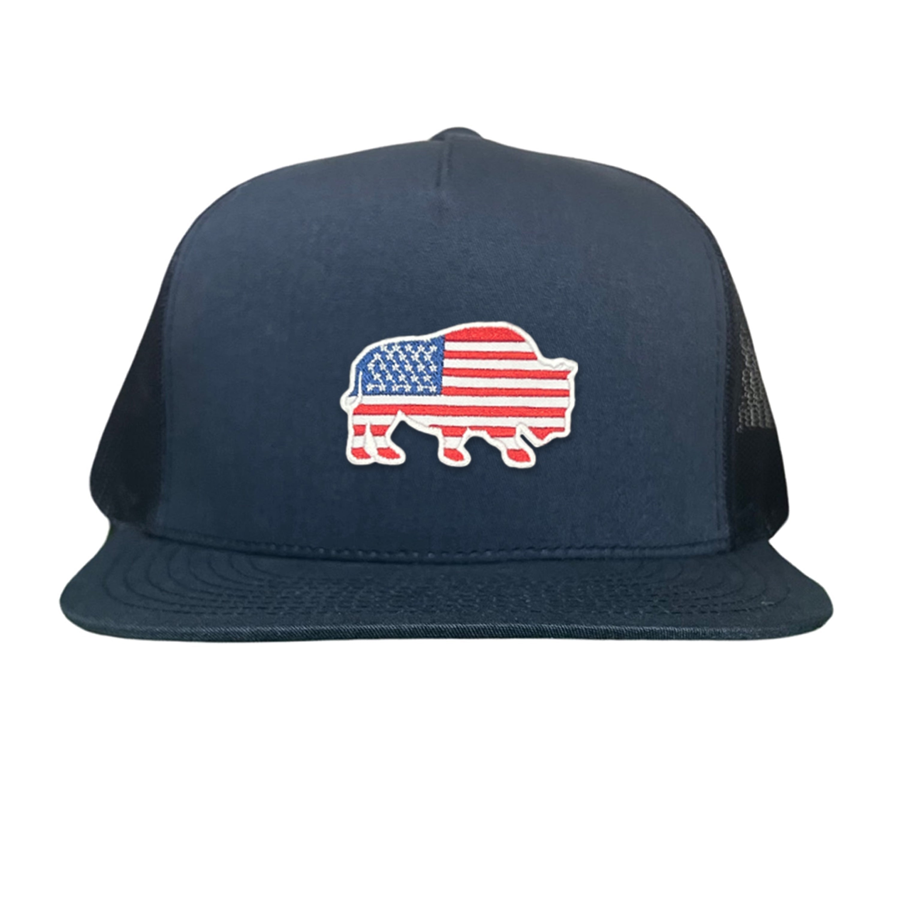 Bison American Flag Snapback Baseball Cap Patriotic Headwear