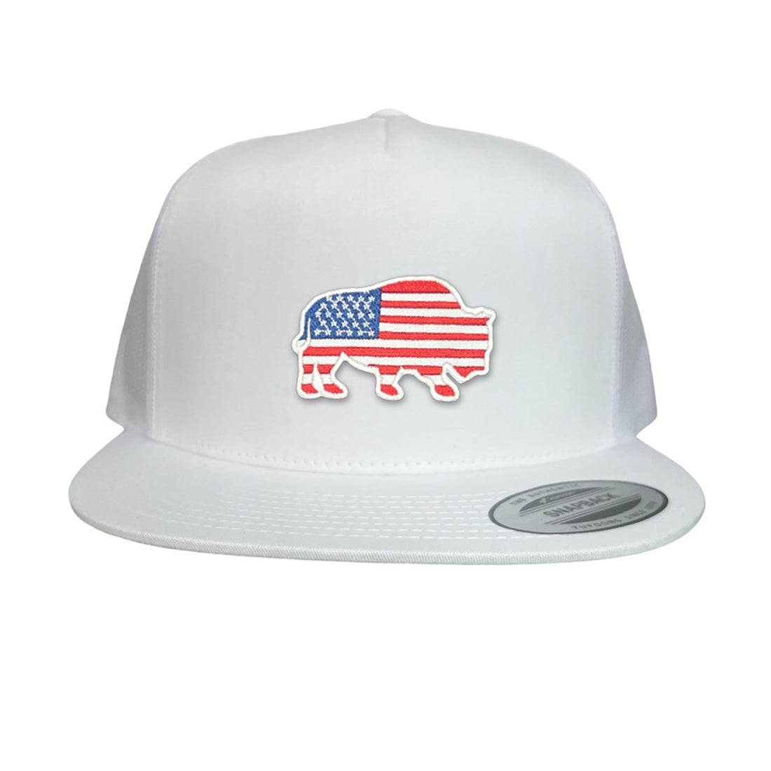 Bison American Flag Snapback Baseball Cap Patriotic Headwear
