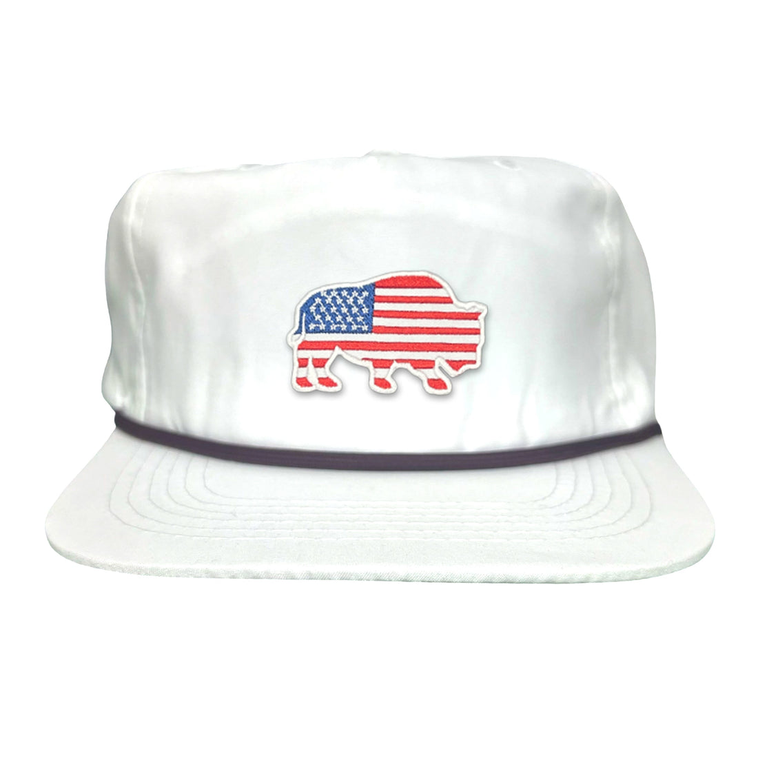 Bison American Flag Snapback Baseball Cap Patriotic Headwear