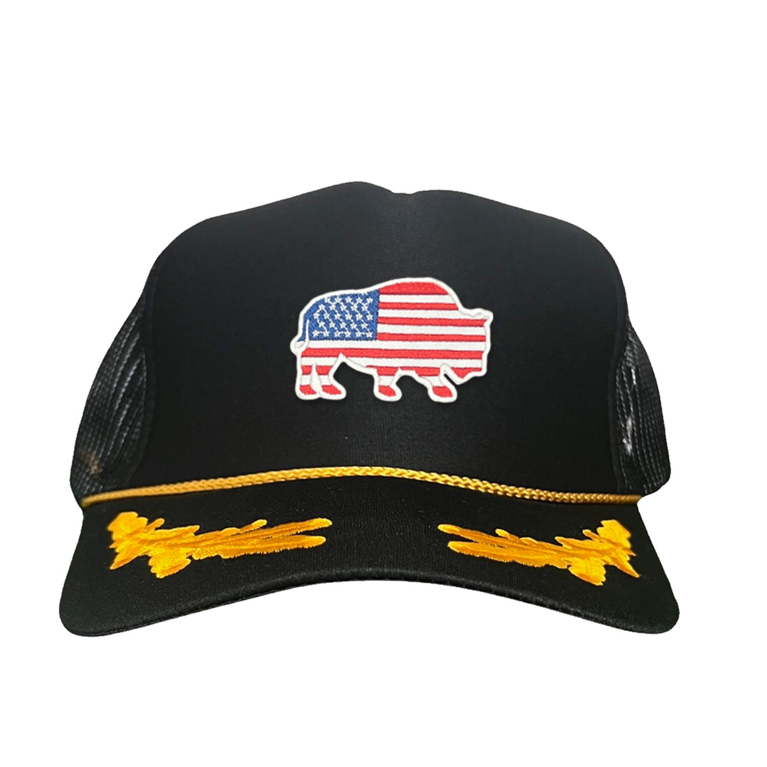 Bison American Flag Snapback Baseball Cap Patriotic Headwear