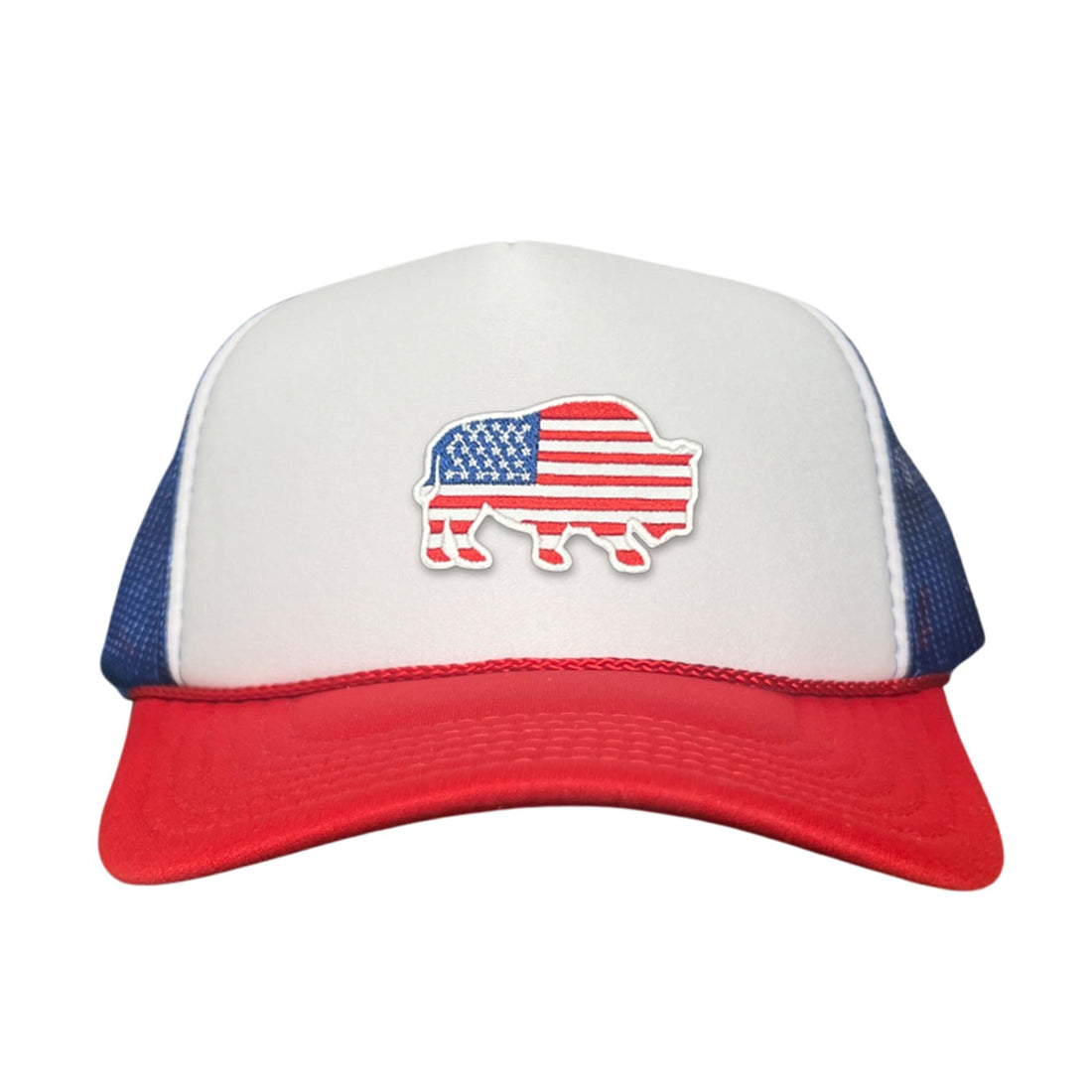 Bison American Flag Snapback Baseball Cap Patriotic Headwear