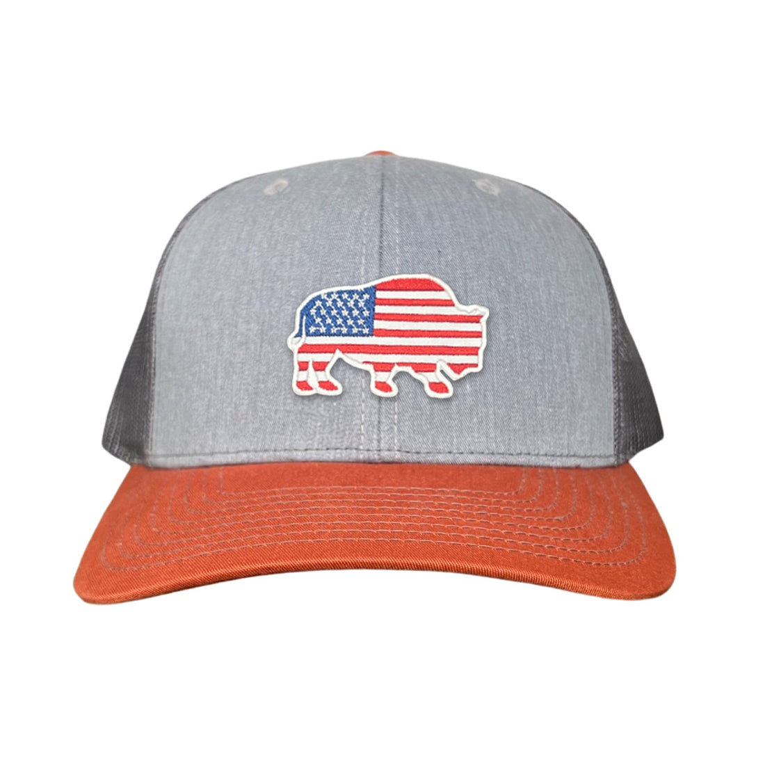 Bison American Flag Snapback Baseball Cap Patriotic Headwear
