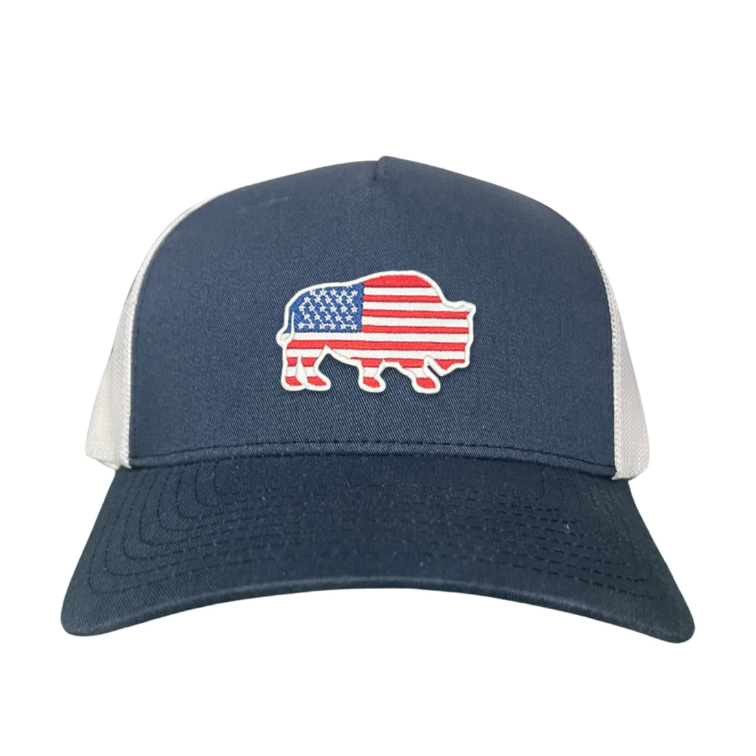 Bison American Flag Snapback Baseball Cap Patriotic Headwear