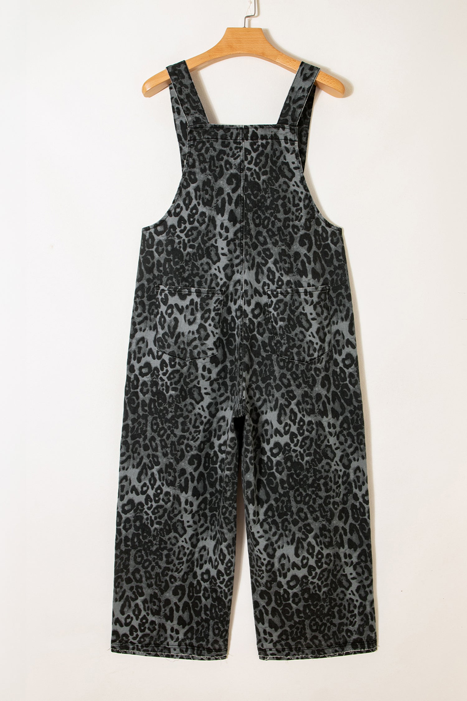 Leopard Button Adjustable-Strap Cropped Overalls