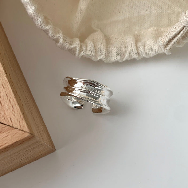 Luxury Hollow Out Irregular Flower Ring For Women, Sweet Cool Ins Style, Niche Minimalist Elegant Band