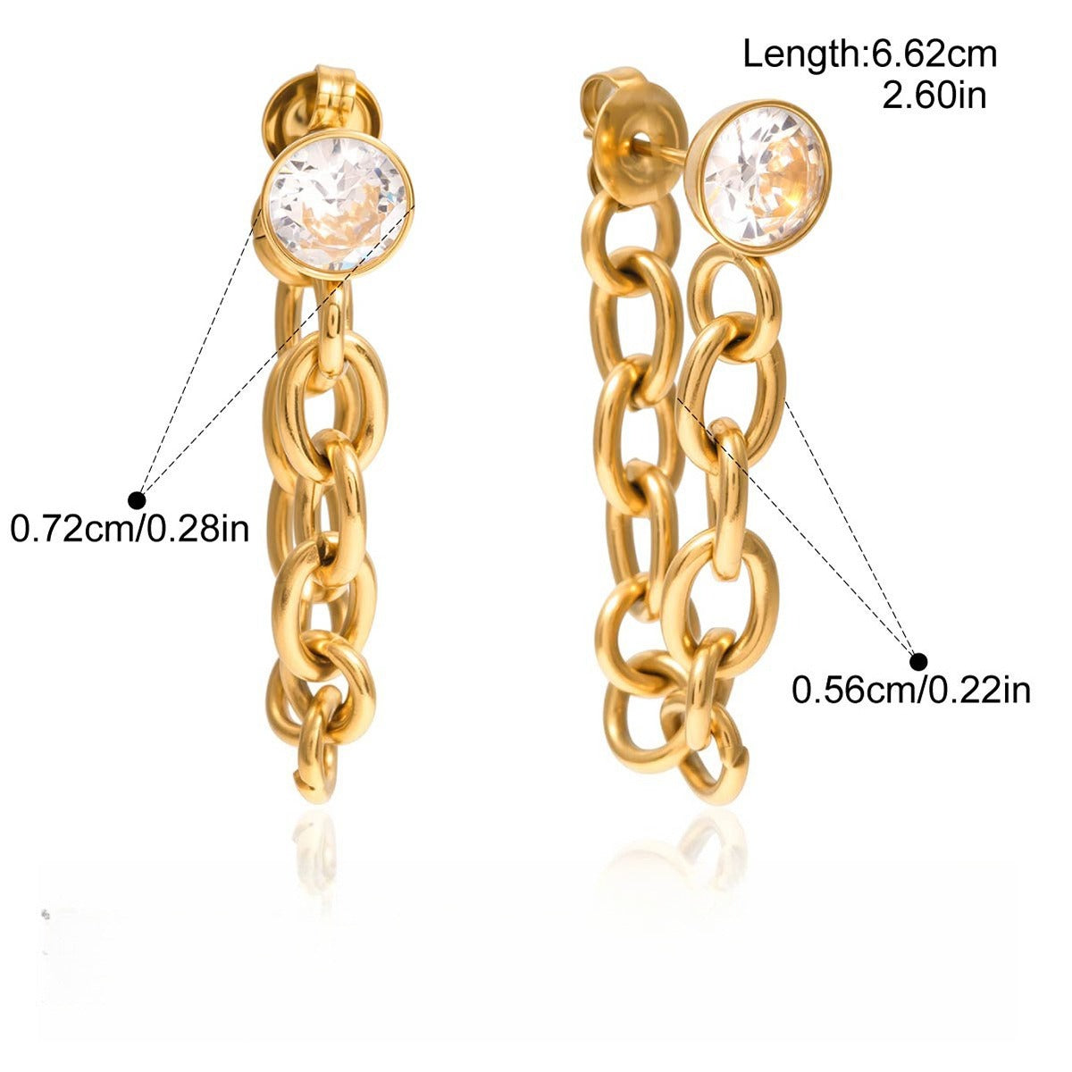 18K Gold Tassel Drop Earrings with Sparkling Zircon Accents