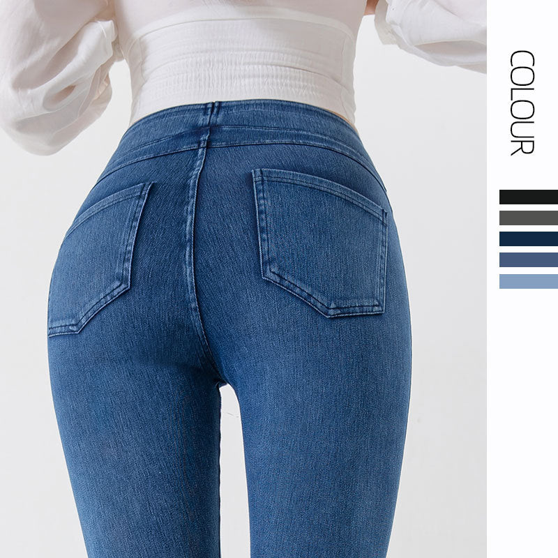 Women's Yoga Denim Capri Pants Slim Fit Tummy Control Leggings