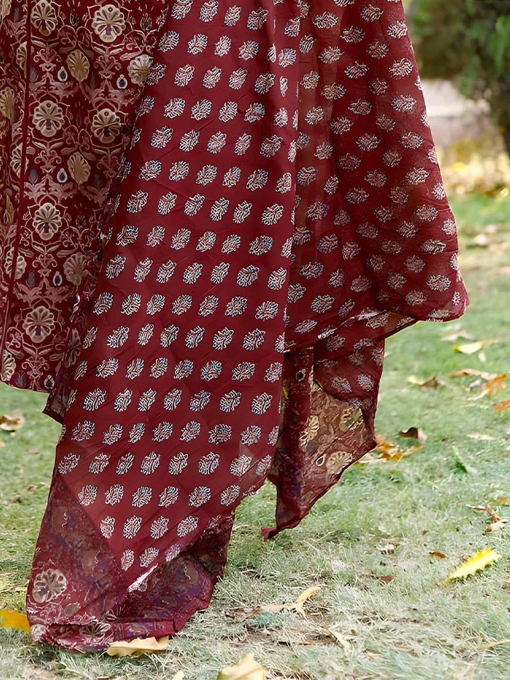 Premium Luxury Hand Embroidered Floral Kurta Set with Lace