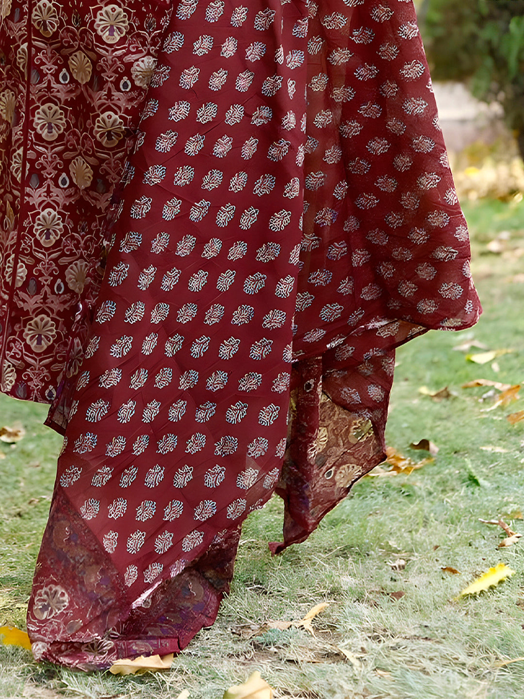 Premium Luxury Hand Embroidered Floral Kurta Set with Lace