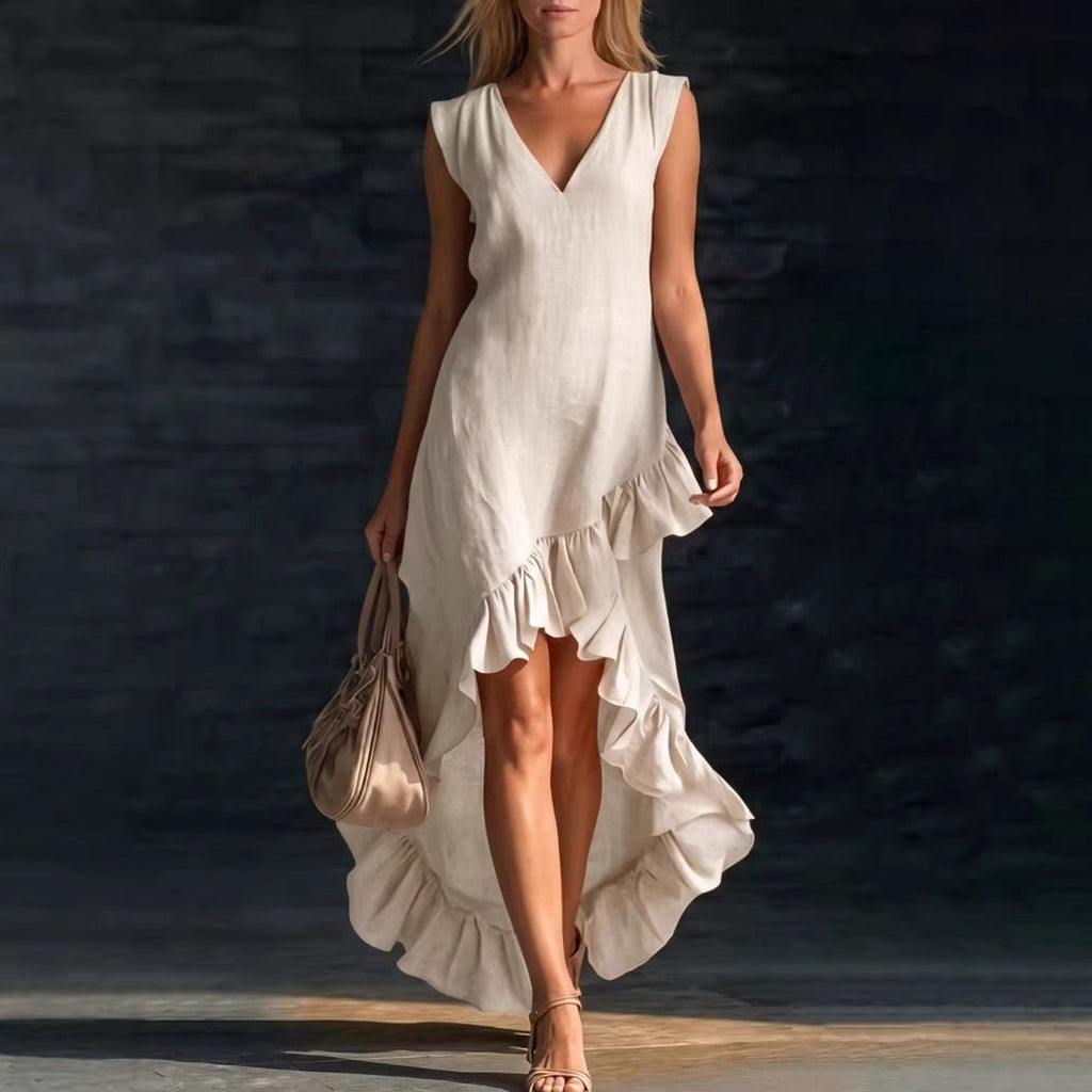 Women’s Sleeveless High-Low Cotton Dress for Casual Daily Wear - Image 2