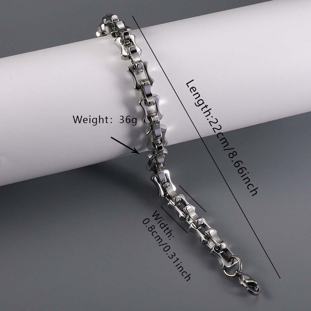 Bold silver-toned stainless steel Cuban chain link bracelet for men